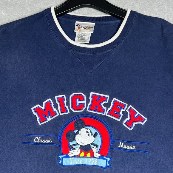 Vintage 90's Disney Crewneck Classic Mickey Mouse Since 1928 Embroidered Large - Picture 3 of 8